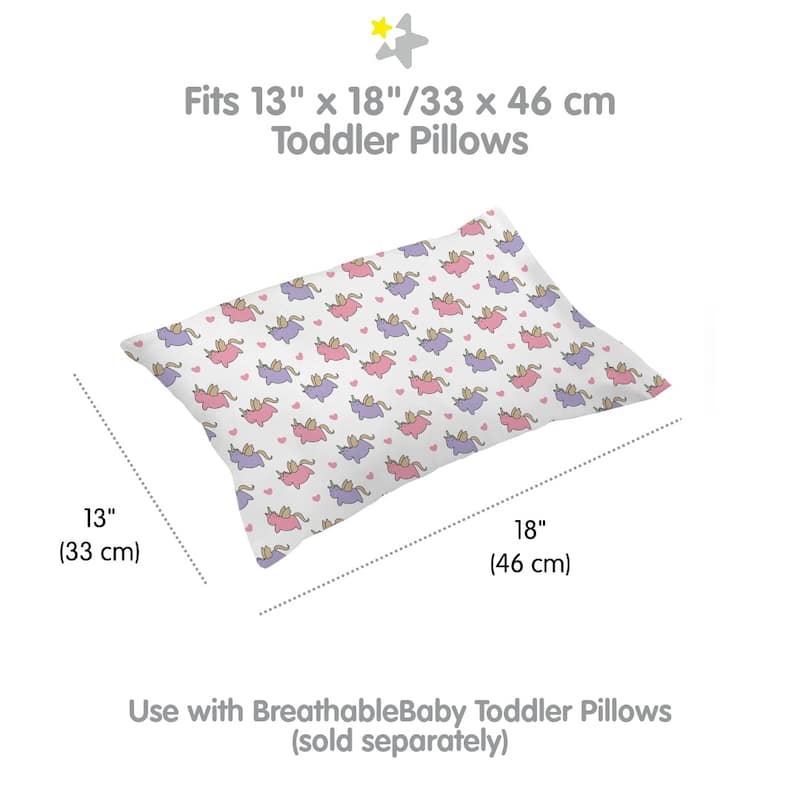 BreathableBaby Cotton Percale Pillowcase, For 13" x 18"/33 x 46 cm Toddler Pillow, Prints (2-Pack)