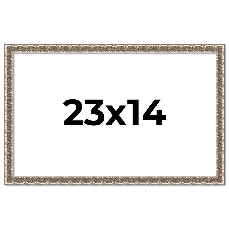 23x14 Frame Silver Versailles Ornate Solid Wood Picture Frame | 1 Inch