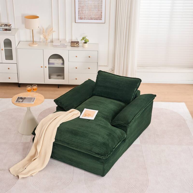 Oversized Single Chaise Lounge Sofa Armchair for Living Room, Corduroy Upholstered Accent Reading Chair Lounge Chair
