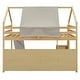 preview thumbnail 12 of 78, Twin/Full Size House Loft Bed with Slide and Tent, Wooden House Bed with Roof Frame, Storage Shelves & Car Shaped Storage Unit
