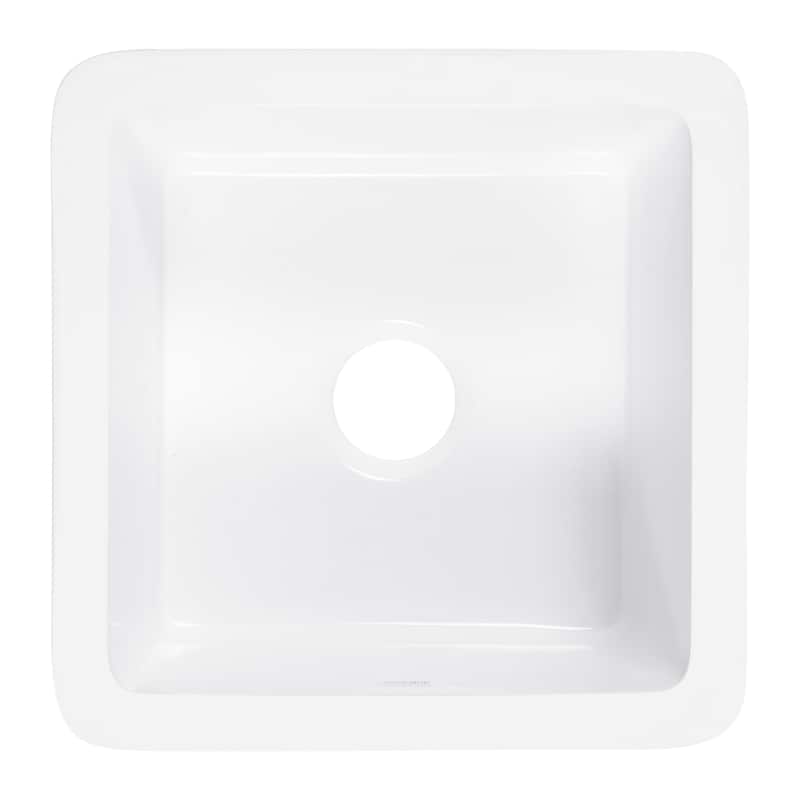 Eden Crisp White Fireclay 18" Single Bowl Undermount Kitchen Sink and Drain