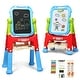 preview thumbnail 2 of 4, Height Adjustable Kids Art Easel Magnetic Double Sided Board-Blue - 24" x 17.5" x 43" (L x W x H)