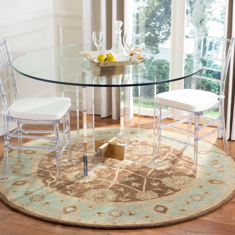 SAFAVIEH Handmade Antiquity Zuriñe Traditional Oriental Wool Rug - 8' Round - Brown/Green