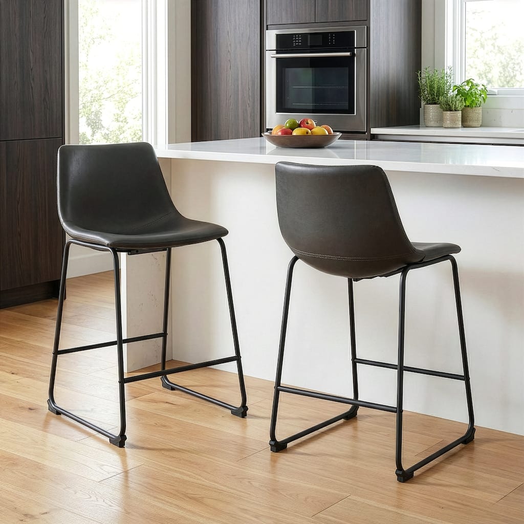 Carbon Loft Richard Faux Leather and Iron Counter Stool (Set of 2)