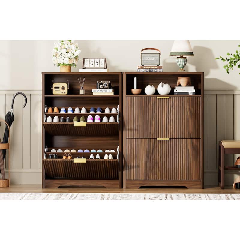 Tall Flip-Door Shoe Cabinet for Entryway & Hallway