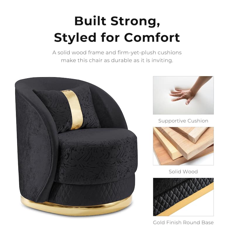 Furniture of America Maxine Glam Upholstered Solid Wood Swivel Chair