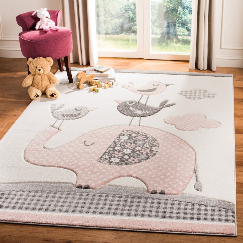 SAFAVIEH Carousel Kids Merja Elephant Rug - 4' x 6' - Pink/Ivory