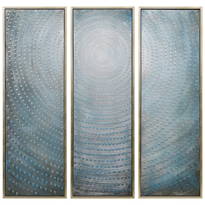 Concentric Textured Metallic Hand Painted Canvas Wall Art Set of 3