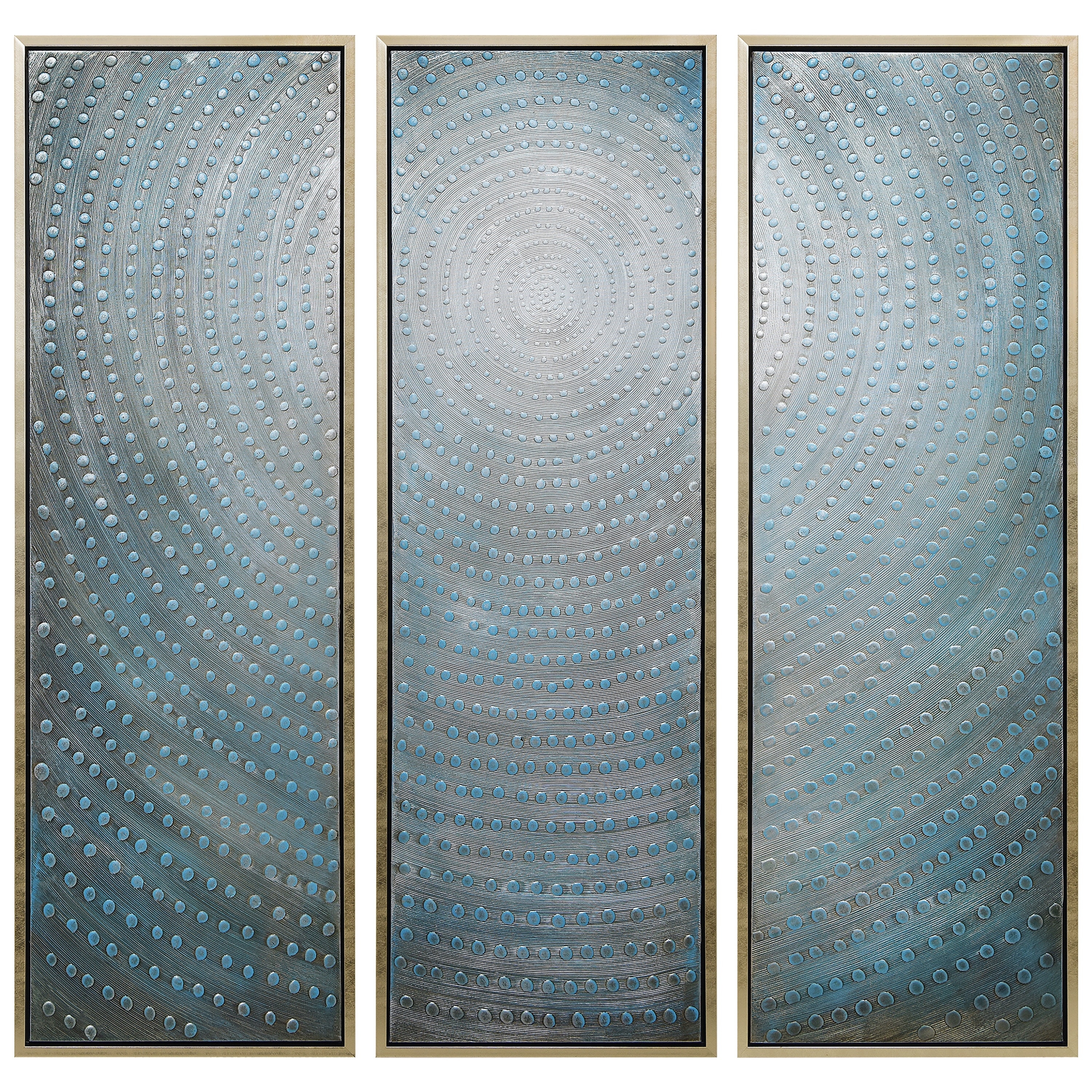 Concentric Textured Metallic Hand Painted Canvas Wall Art Set of 3
