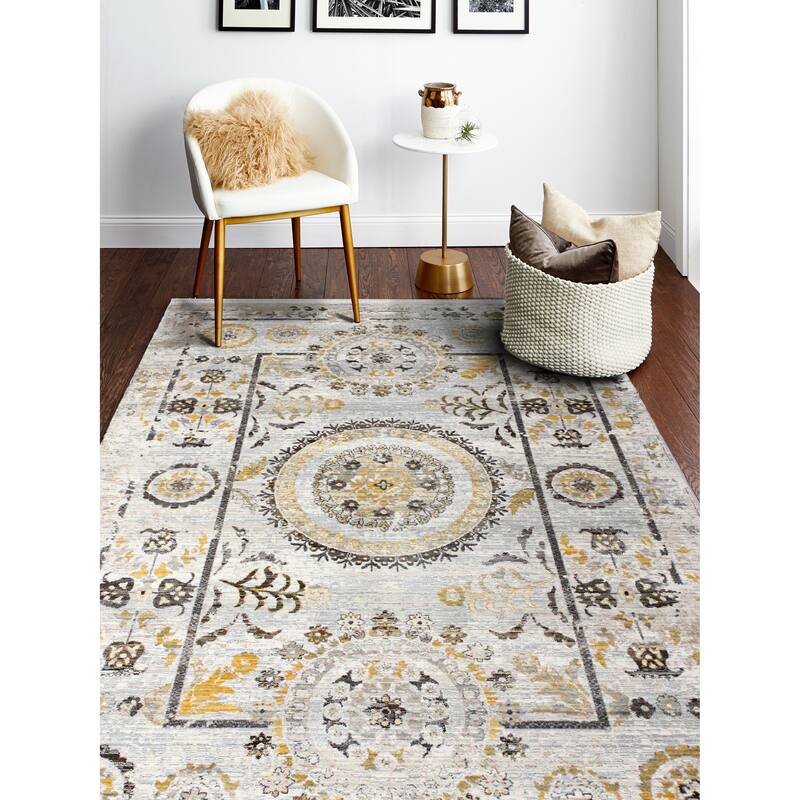 Bashian Gryffin Beige Transitional Area Rug