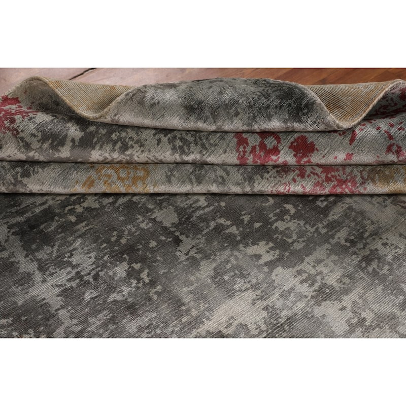 Abstract Area Rug Hand-Knotted Wool Carpet - 6'6" X 9'9"