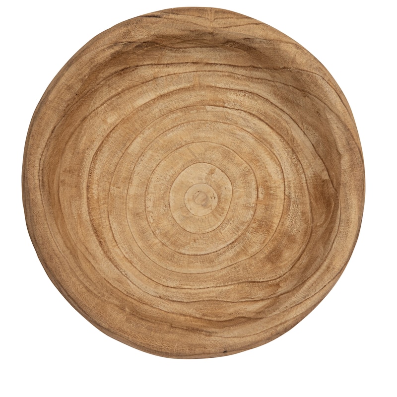 Decorative Paulownia Wood Bowl - 19.0"L x 19.0"W x 4.8"H