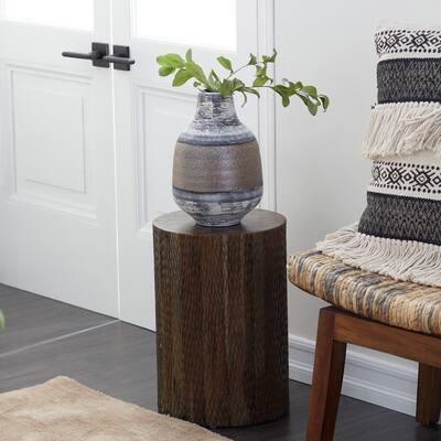 Brown Teak wood Contemporary Stool 18 x 12 x 12 - 12 x 12 x 18