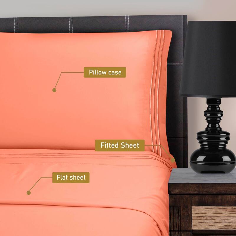 Superior Wrinkle-resistant Embroidered Microfiber Deep Sheet Set
