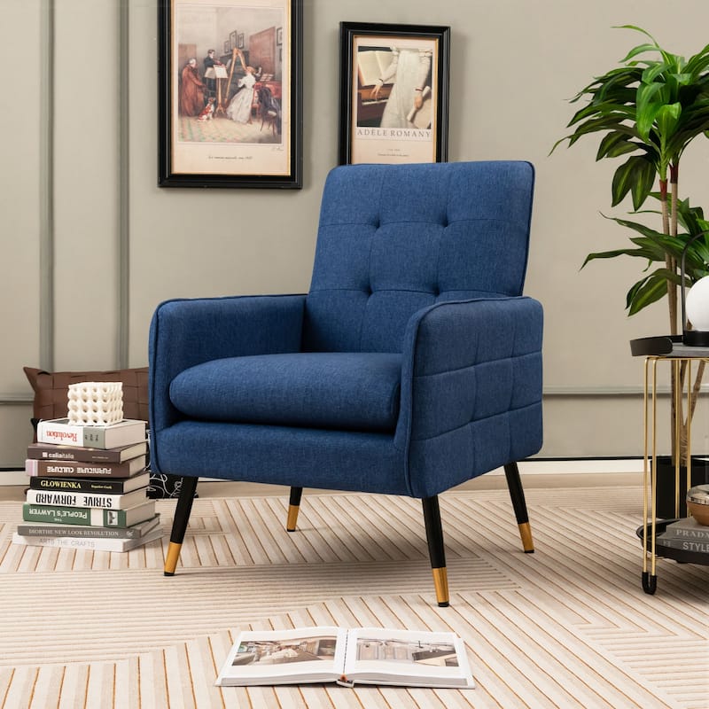 Linen Fabric Accent Chair with Removable Seat Cushion - 28.5" x 25.5" x 35.5"