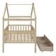 preview thumbnail 43 of 71, Wooden House Bed, Platform Bed Frame with 2 Storage Drawers & Roof Design, for Kids, Girls, Boy, Teens