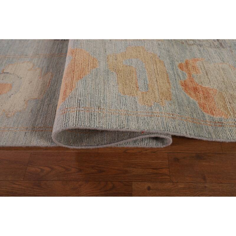 Vegetable Dye Blue Oushak Turkish Area Rug Handmade Wool Carpet - 9'4" x 11'10"