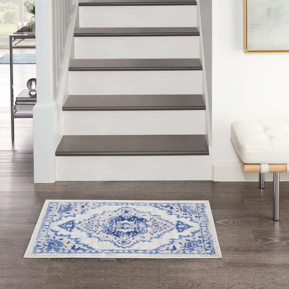 Nourison Whimsicle Persian Medallion Ivory Blue Area Rug