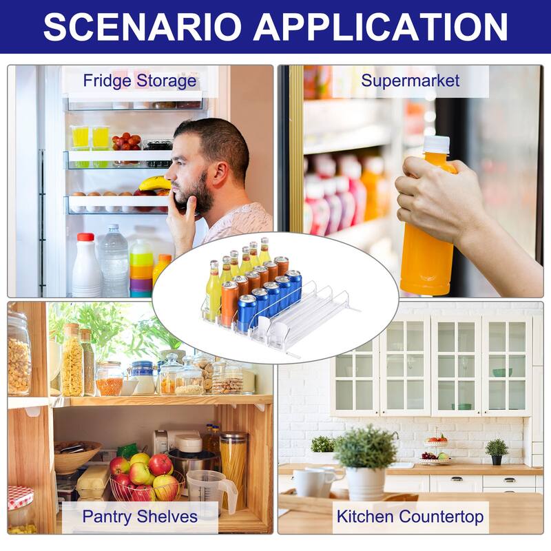 3pcs Self-Pushing Soda Can Dispenser Drink Organizer for Vending Machine, White