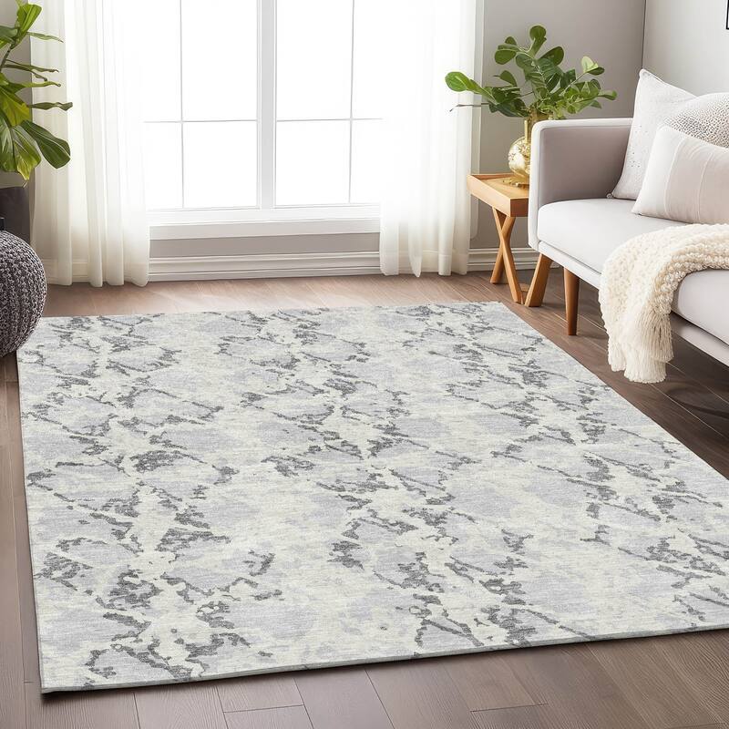 Premium Washable Super Soft Abstract Fusion Mayfield Rug - Silver - 9' x 12'