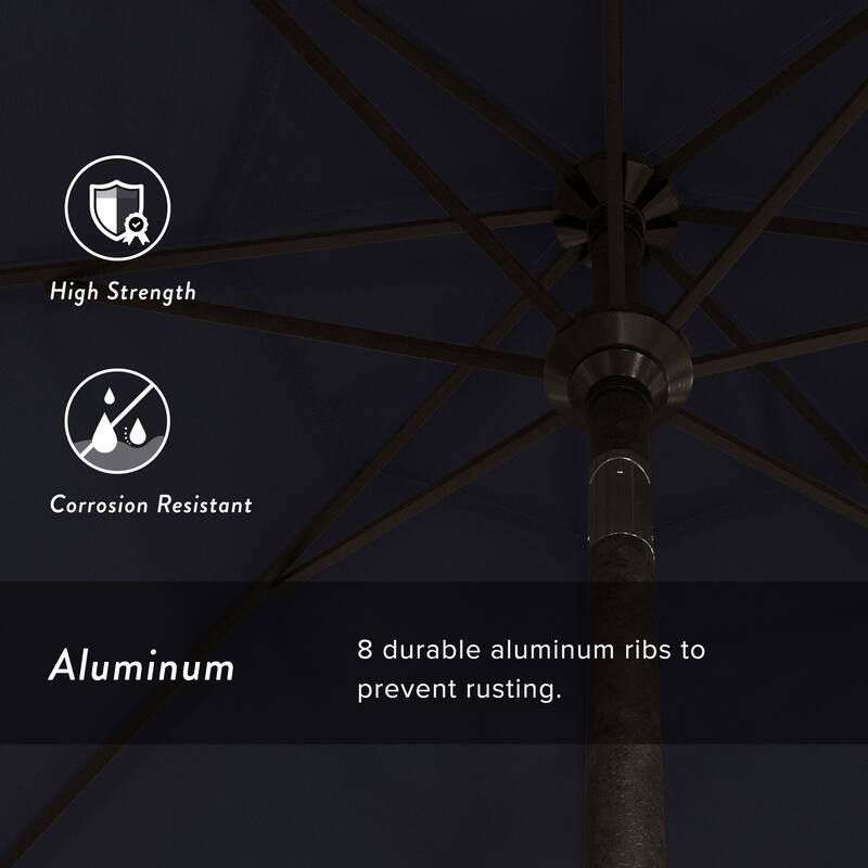 California Umbrella 9-foot Round Crank Lift, Push ButtonTilt, Bronze Frame Finish, Aluminum Patio Umbrella with Sunbrella Fabric