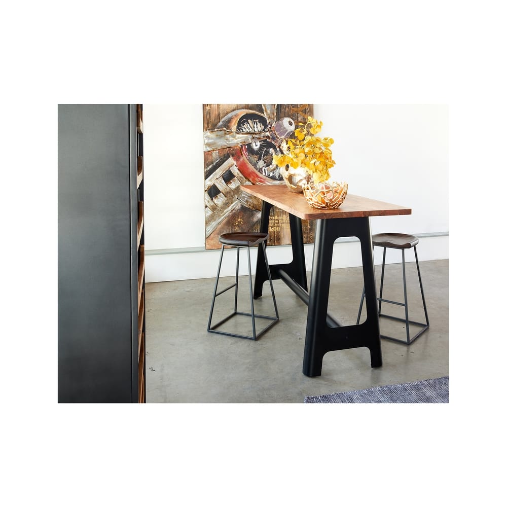 Aurelle Home Solid Caramel Industrial Bar Table