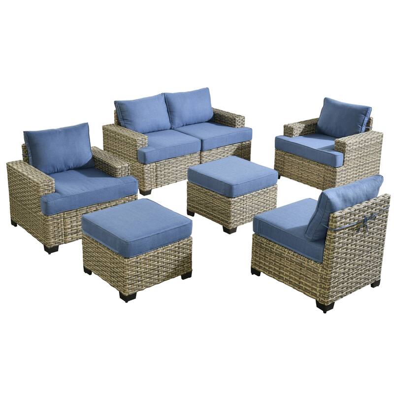 HOOOWOOO 7-piece Patio Furniture Conversation Set with Cushion