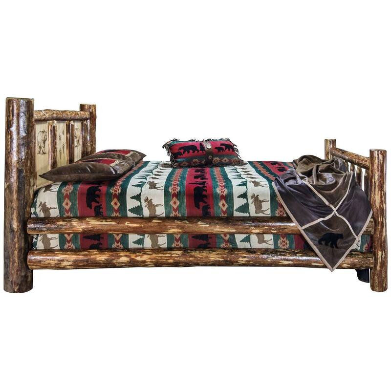 Vibes Full Bed - 87x60 Glacier Country Style - Laser Engraved Log Bed - Heirloom Quality