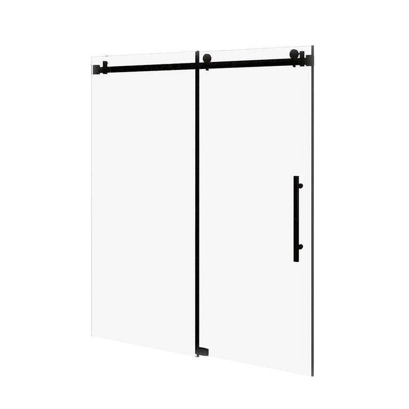 60 in. W x 76 in. H Frameless Single Sliding Shower Doors with Clear Tempered Glass - 60" x 76" in.