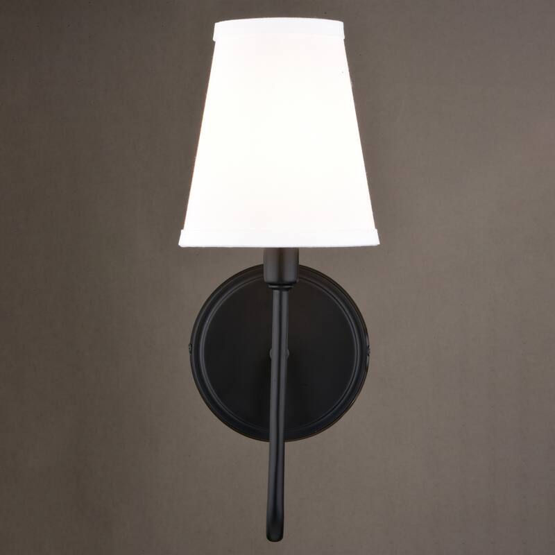Briar 1 Light Traditional Wall Sconce White Linen Shade
