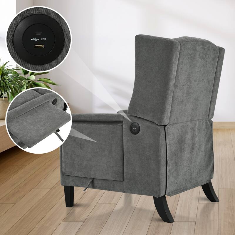 Manual Adjustable Recliner Chair. with Foldable Side Table, USB Charging ports ,Modern Comfy Reclining Chairs