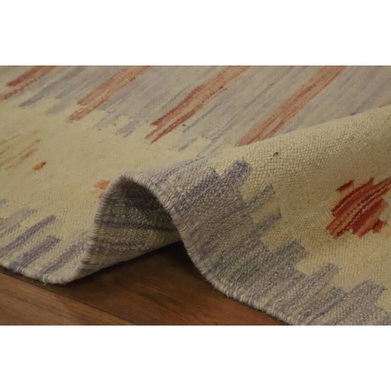 Hand Woven Oriental 100% Wool Carpet Southwestern Tribal Multi-Colored Kilim Area Rug - 8' 9'' X 5' 11''