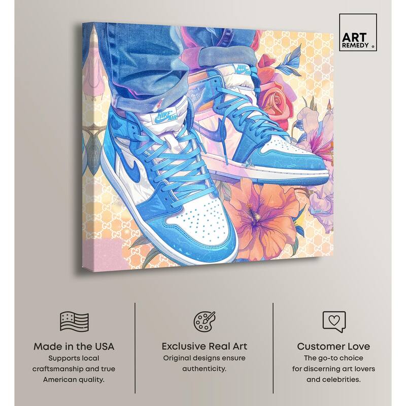 Sneakers in Bloom Canvas by Art Remedy, Gallery Wrapped