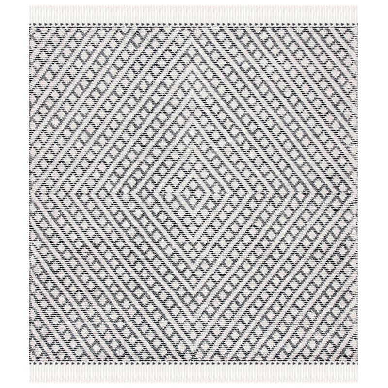 SAFAVIEH Handmade Natura Mahsa Southwestern Wool Rug - 4' Square - Ivory/Black