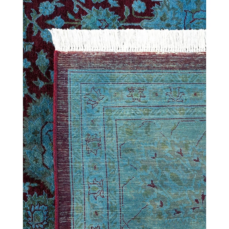 Overton Handknotted Wool Vintage Inspired Contemporary Overdyed Red Area Rug - 14' 3" x 8' 2"