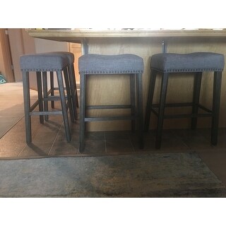 The Gray Barn Overlook Upholstered Backless Saddle Seat Bar Stool (Set of 2)