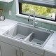 preview thumbnail 6 of 53, Karran Top Mount Double Equal Bowl Quartz Kitchen Sink - 33" x 22" x 9" - 33" x 22" x 9"
