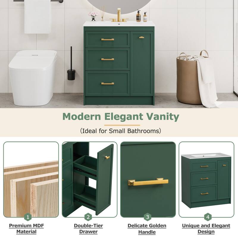 30" Bathroom Vanity Set with Three Drawers