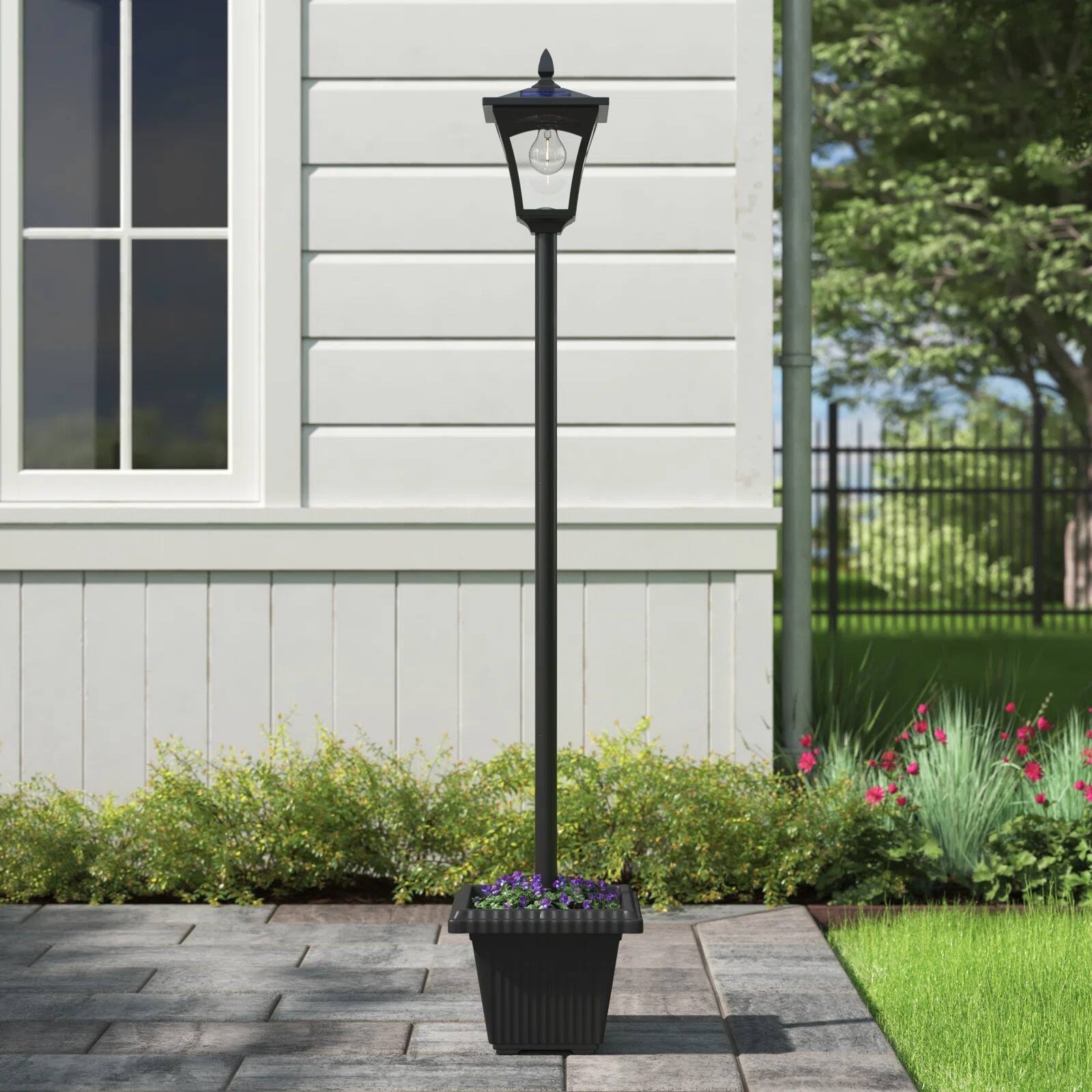 Solar Powered Lamp Post Lights Outdoor Garden Vintage Street Lighting 63
