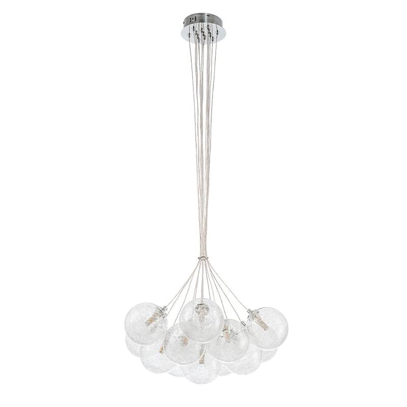 Chrome 13-Light Glass Globe Cluster Bubble Chandelier