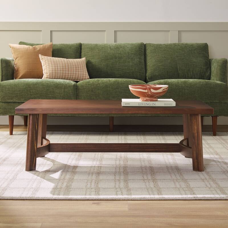 Walker Edison Modern Farmhouse Solid Wood Rectangle Coffee Table