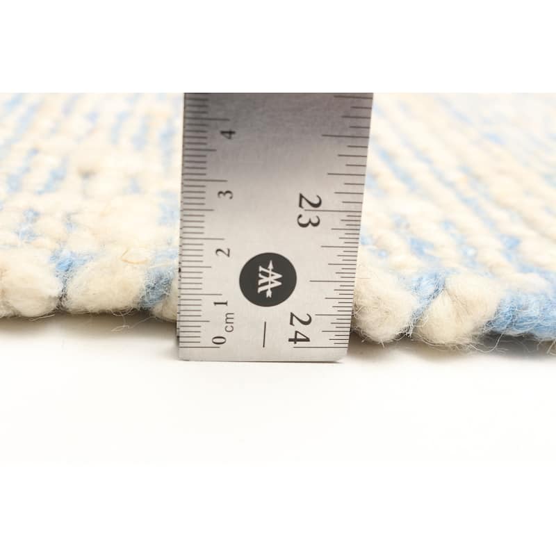 ECARPETGALLERY Braid weave Sienna Light Blue Wool Rug - 5'1 x 8'3