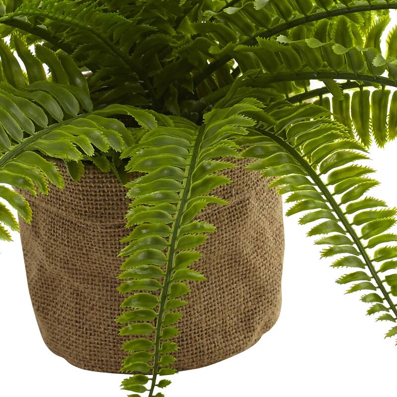 Artificial Ferns with Planters Set of 2, Greenery Home Decor, Office Plants, 22" Tall, Indoor Plants - 1.25ft.