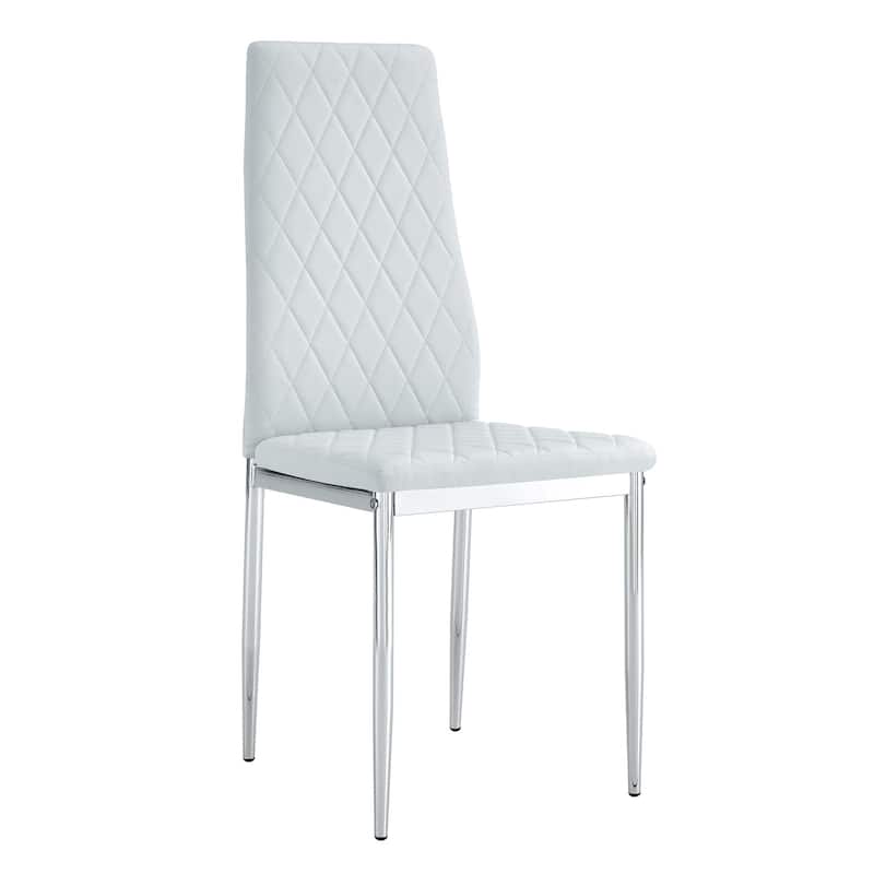 Modern Style Dining Chairs Set of 6, PU Material Seat, Silver Metal Legs