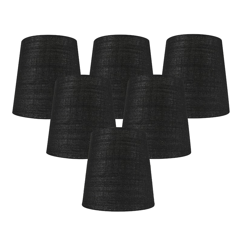 MERIVILLE Linen Clip On Chandelier Lamp Shades, 4-inch by 5-inch by 5-inch - Set of 6 - Black