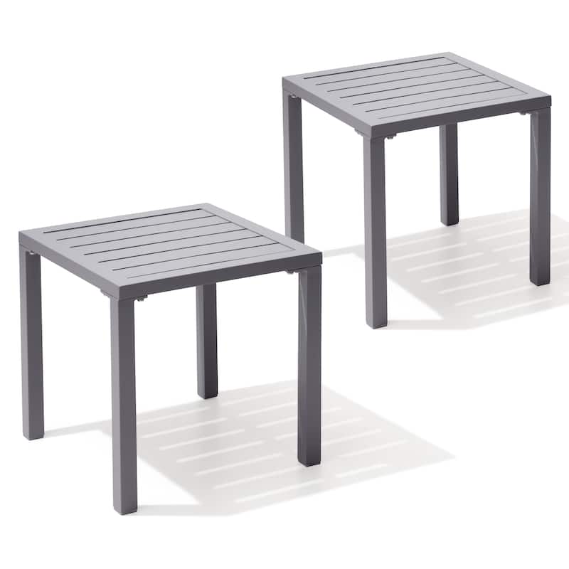 Outdoor Aluminum End Table Square Patio Side Table - 15.7" L x 15.7" W x 15.9" H