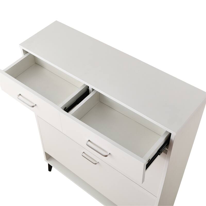 Free Standing Shoe Cabinet with 2 Flip Drawers & 2 Drawer