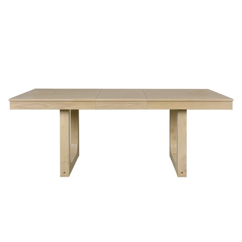 Extendable Farmhouse Dining Set for 6, 78" Rustic Wood Table with 18" Leaf and 6 Upholstered Chairs for Dining Room