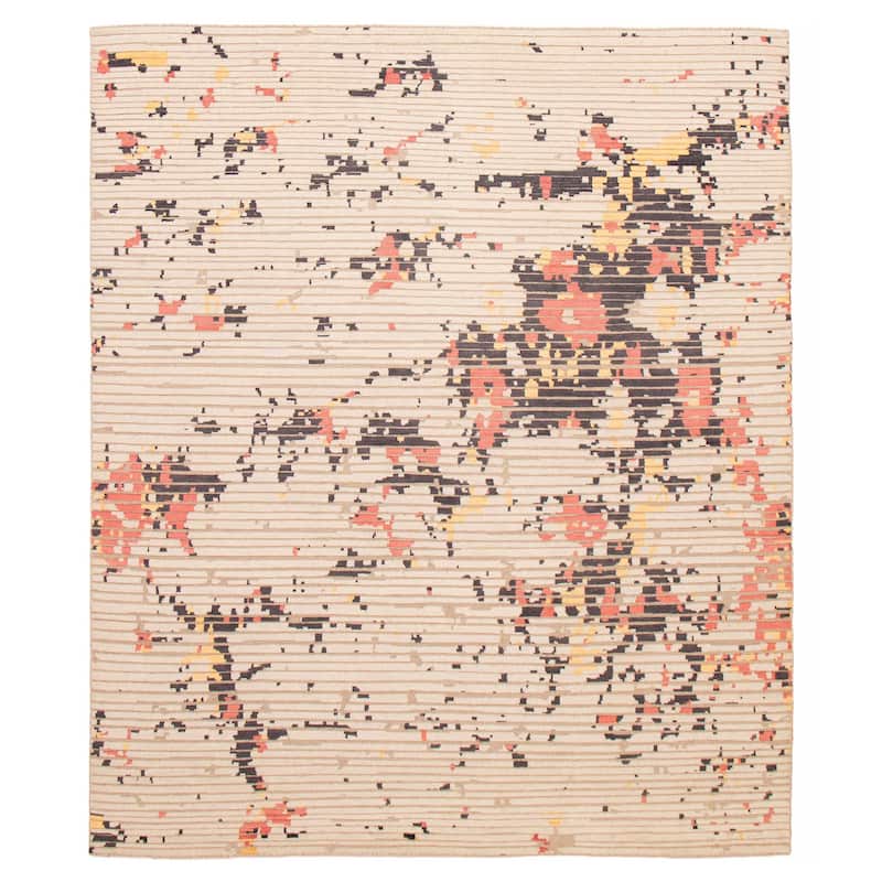 ECARPETGALLERY Hand-knotted Tangier Ivory Viscose, Wool Rug - 8'2 x 9'10 - Ivory - 8'2 x 9'10