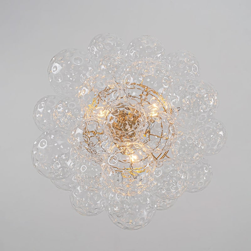 Luxury Brass Hammered Water Glass Globe Cluster Bubble Chandelier